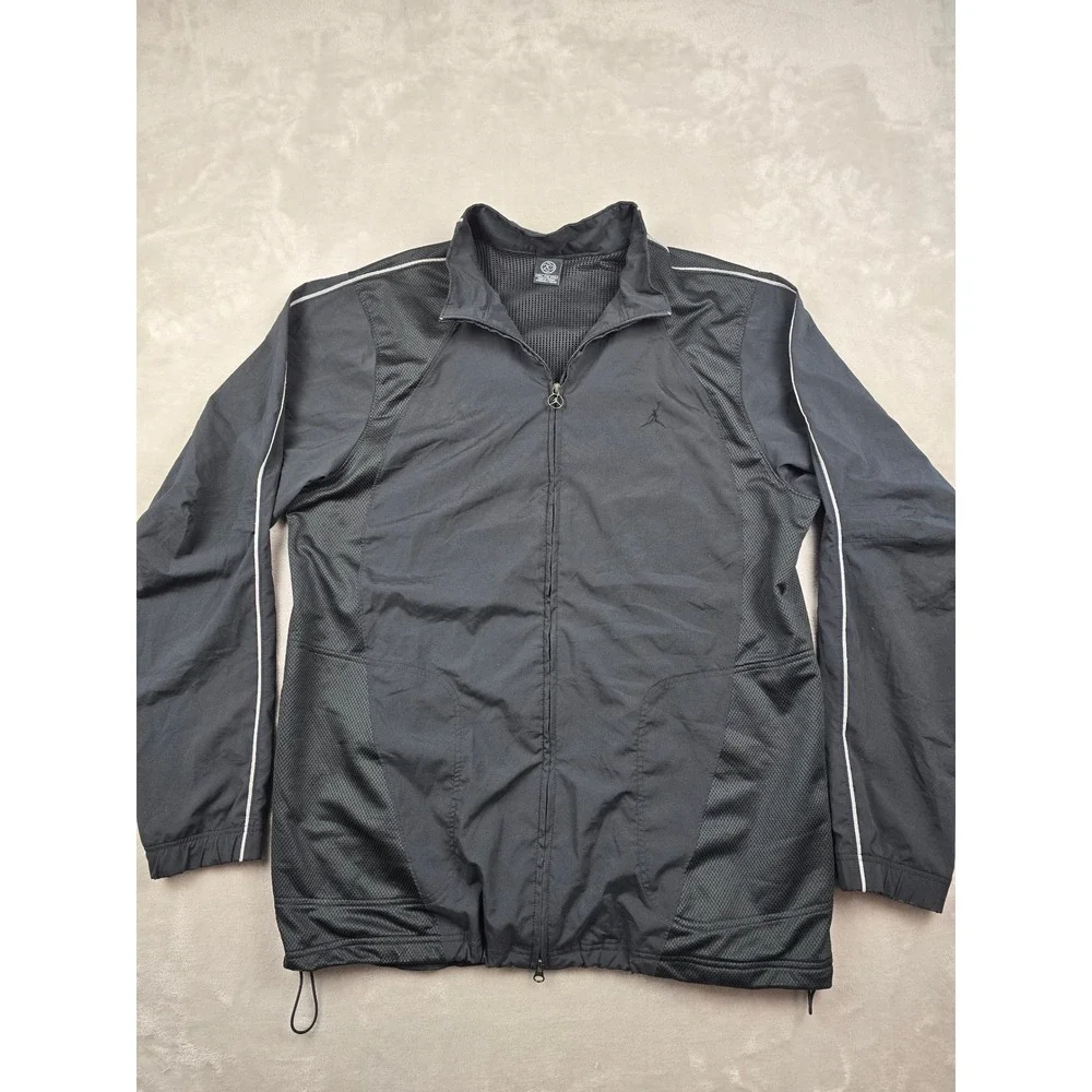 Vintage Jordan Track Jacket‎ Men 2XLT Black Full Zip Windbreaker 20th Anniv Y2K